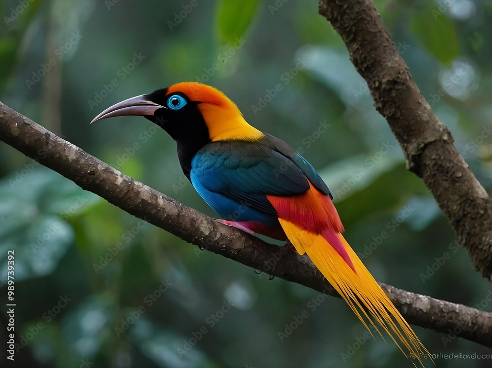 Obraz premium Wilson’s Bird-of-Paradise (Cicinnurus respublica) – A striking bird with vivid colors, found in Indonesia.