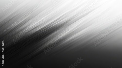 Black, white and gray blurred gradient background. Cover for poster, placard, product presentation. Banner for website. Desktop background, screensaver. Textured background with noise effect