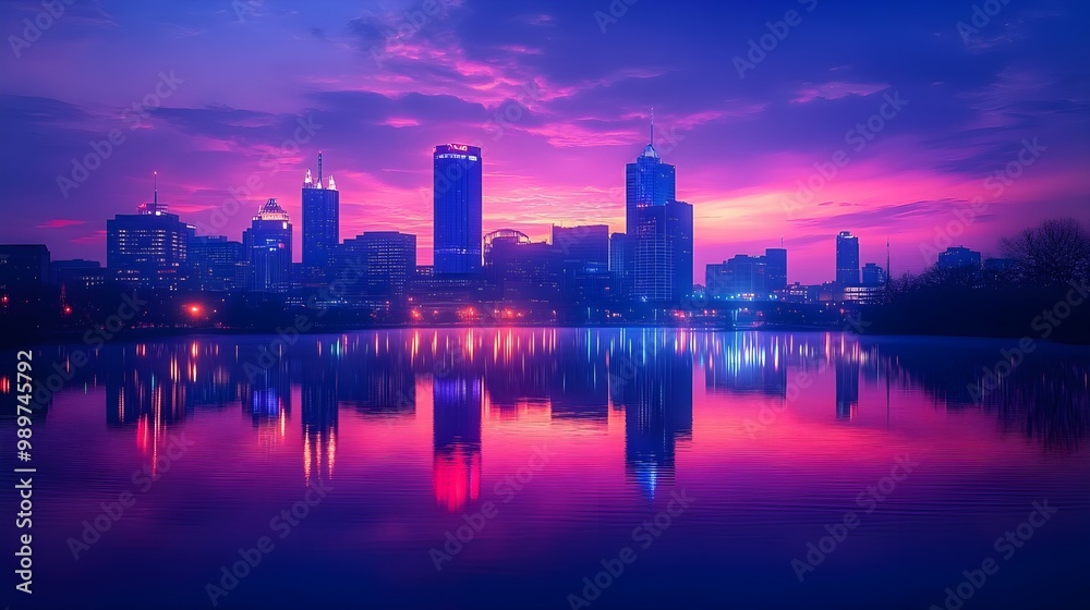 Sunlight breaking through city fog in morning ethereal images