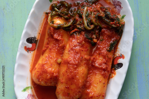 Obraz na płótnie whole radish kimchi, chonggak kimchi w salonie