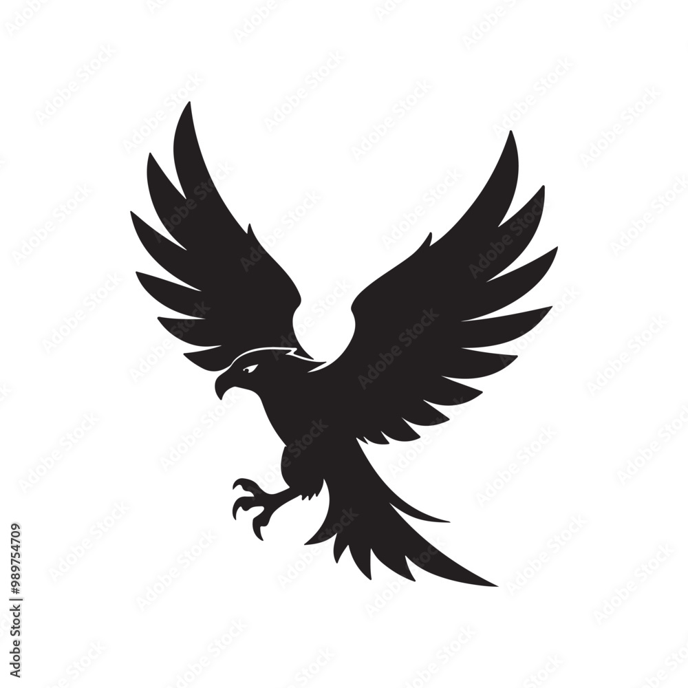 Fototapeta premium Black eagle silhouette with outstretched wings