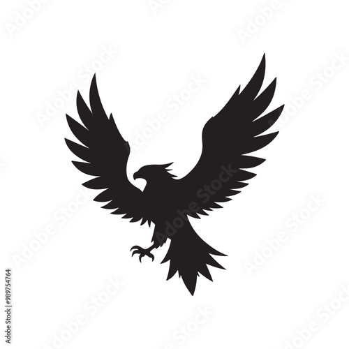 Black eagle silhouette with outstretched wings