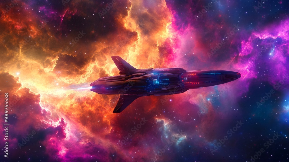 25. A sci-fi spaceship traveling through a vibrant nebula 25. A sci-fi spaceship traveling through a vibrant nebula
