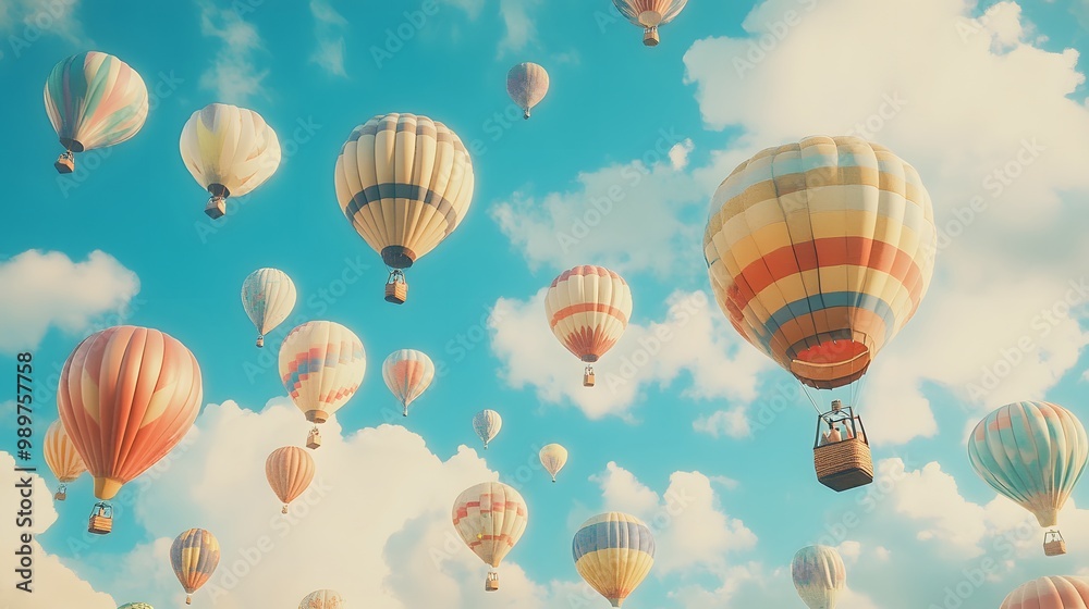 Obraz premium 28. A whimsical hot air balloon festival in a bright sky