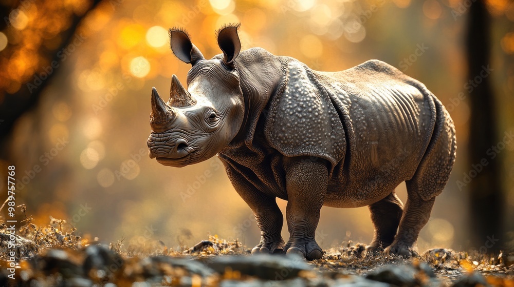 Fototapeta premium A Majestic Indian Rhinoceros