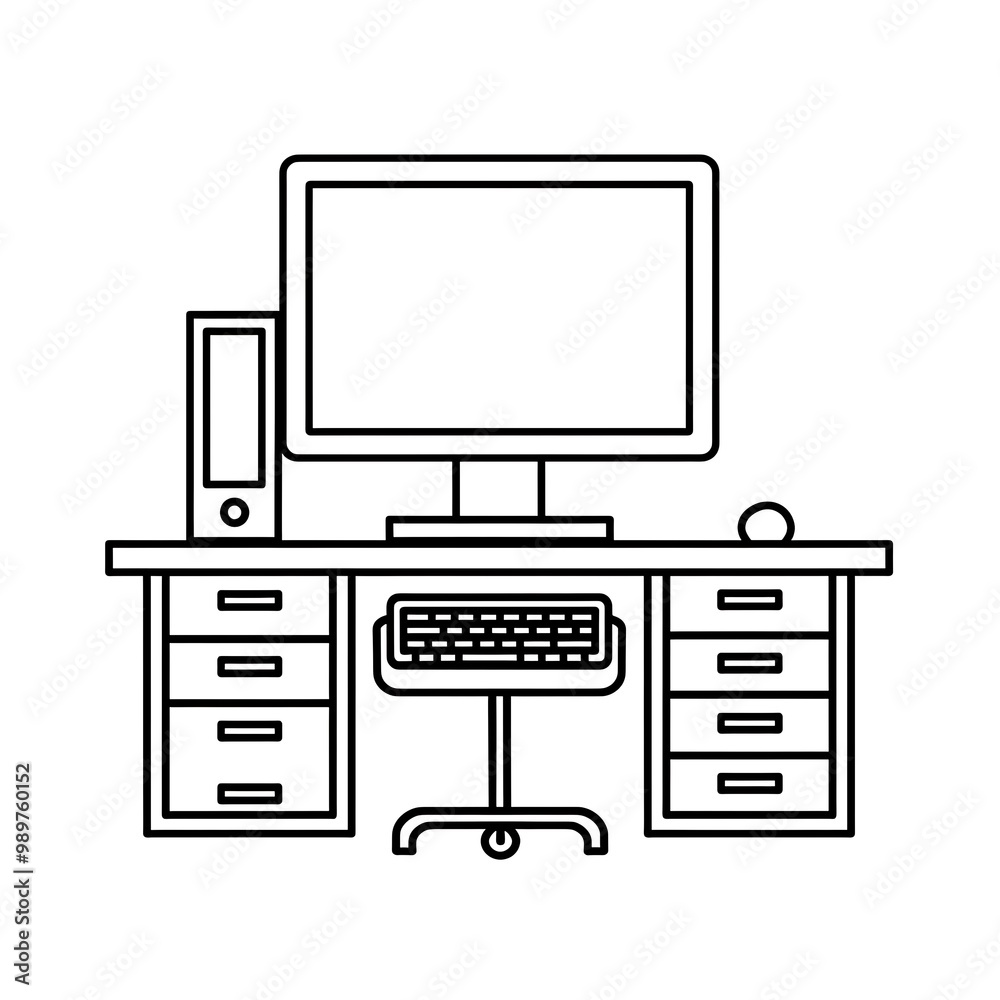 desk with desktop computer and houseplant desk with desktop computer and houseplant