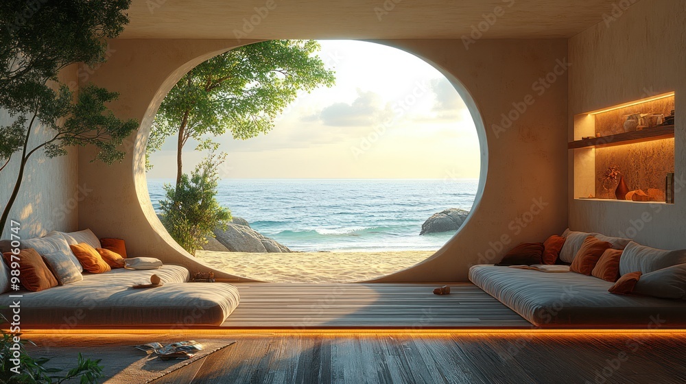 Fototapeta premium Ocean View Living Room