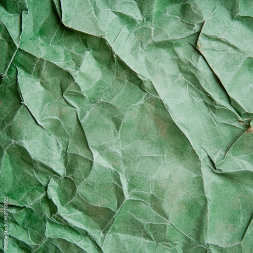 crumpled green paper texture background