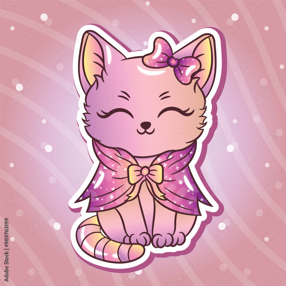 Halloween cute cat sticker drawing with sparkling stars Halloween cute cat sticker drawing with sparkling stars