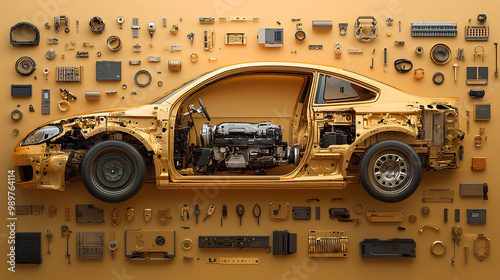 Disassembled Yellow Car