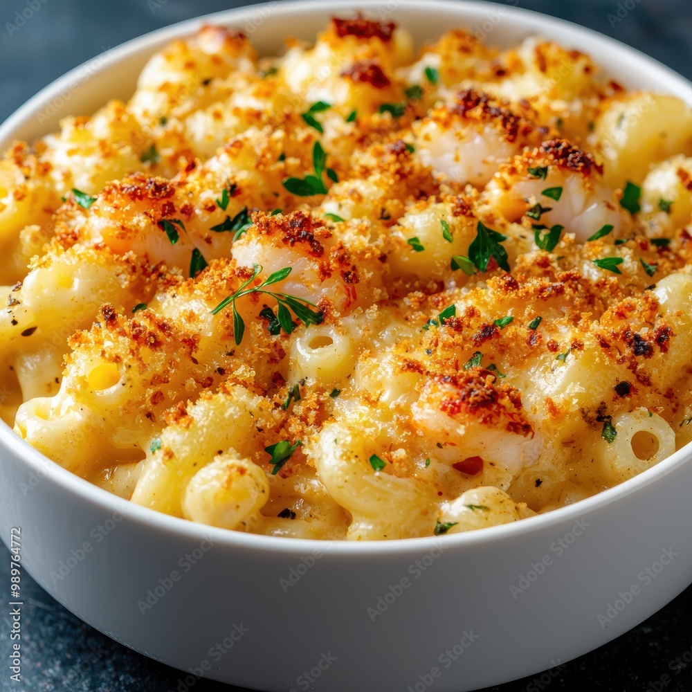 Baked macaroni and cheese with crispy breadcrumb topping Baked macaroni and cheese with crispy breadcrumb topping