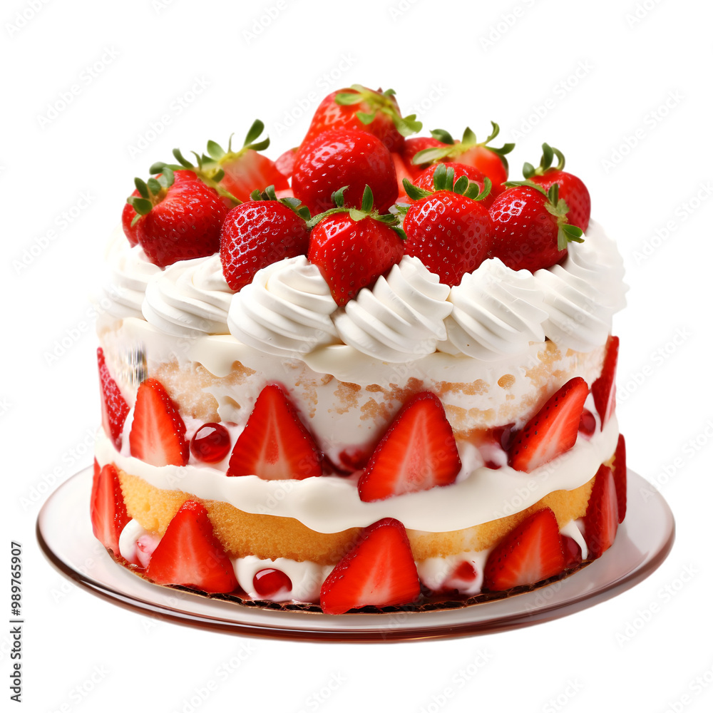 a delicious cake with fresh strawberry isolated on PNG white background a delicious cake with fresh strawberry isolated on PNG white background