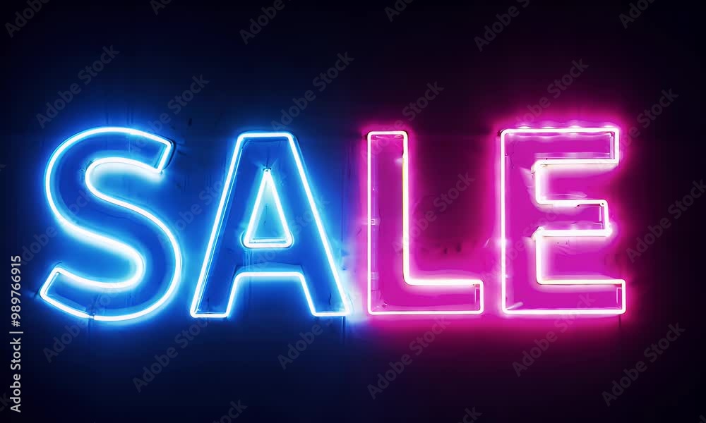 Neon sign glowing with 
