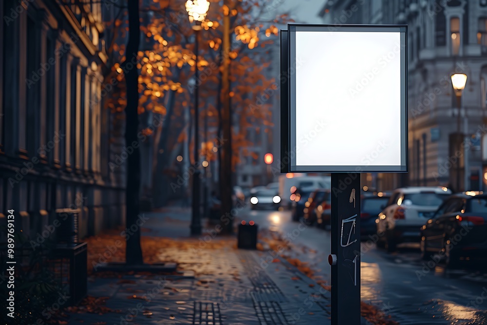 custom made wallpaper toronto digitalBlank street billboard in city at night. Mock up.
