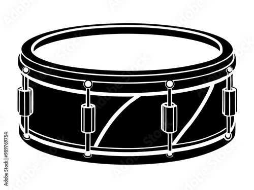 Snare Drum black silhouette icon illustration white background