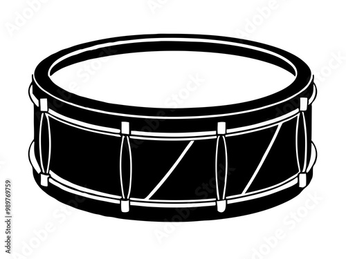 Snare Drum black silhouette icon illustration white background