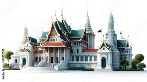 Wallpaper Mural Traditional Thai Temple Architecture with White Background Torontodigital.ca