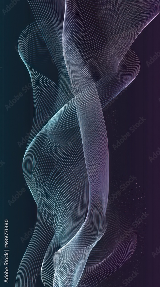 Naklejka premium Abstract wavy lines in gradient colors, creating a smooth, flowing visual effect.