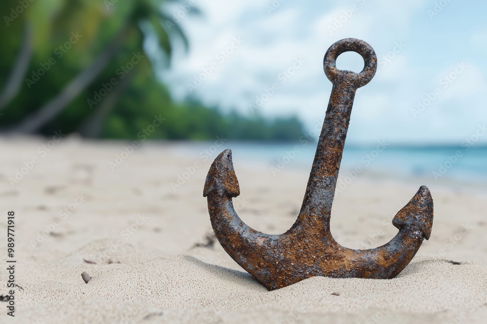 Rusty anchor on a tropical beach Rusty anchor on a tropical beach