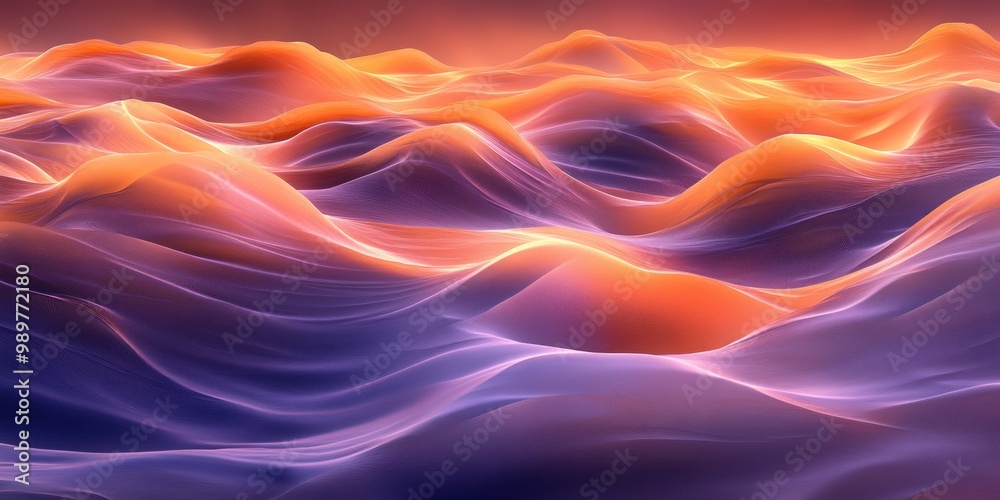 Fototapeta premium Abstract waves in vibrant colors, creating a surreal landscape effect.