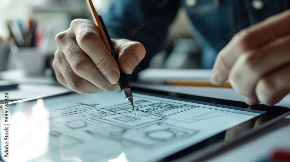 Close Up of a Person Designing with a Digital Stylus Close Up of a Person Designing with a Digital Stylus