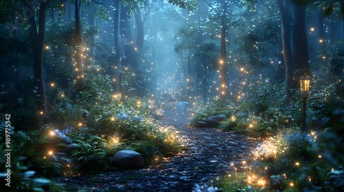 10. An enchanting fairy forest with soft glows and magical elements