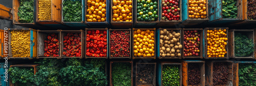 Wallpaper Mural A vibrant display of fresh produce in crates. Torontodigital.ca