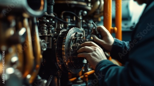 Mechanic Working on Engine