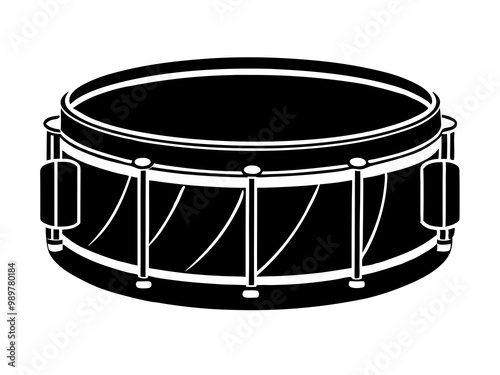 A snare drum silhouette vector,white background