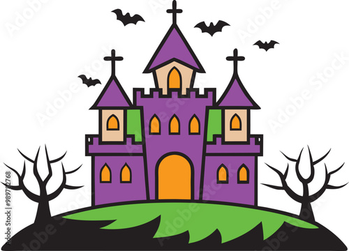 Spooky haunted castle of Halloween