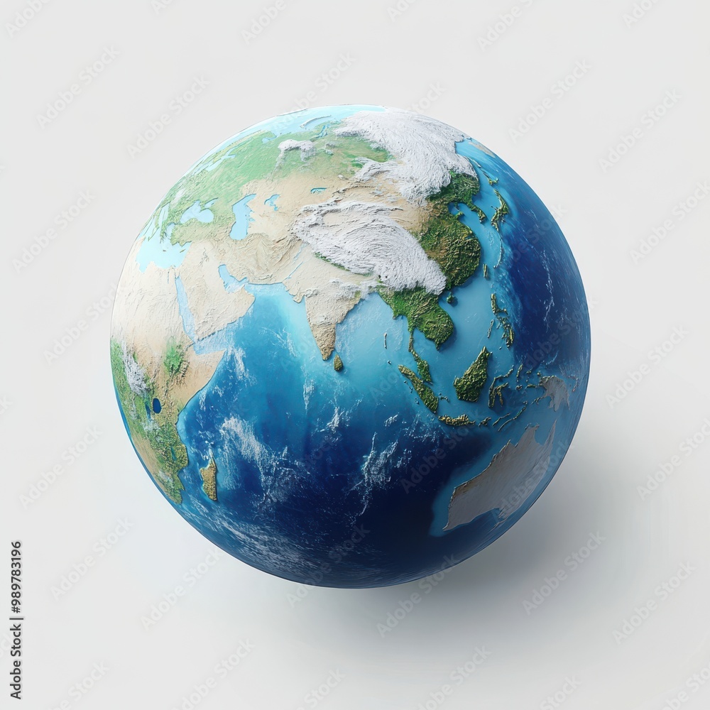 Earth Globe D Render Asia India Focus White Background Earth Globe D Render Asia India Focus White Background