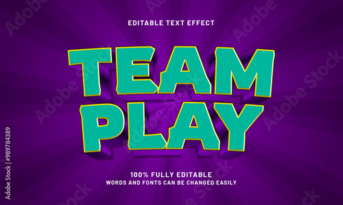 team play editable text effects with a game and happy theme