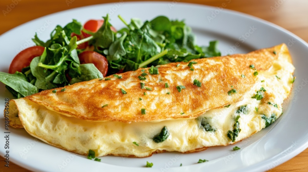 Delicious Omelette with Fresh Greens and Tomatoes Delicious Omelette with Fresh Greens and Tomatoes