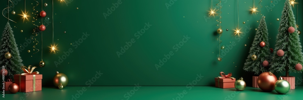 Festive Christmas background featuring decorated trees, gifts, and sparkling lights. Perfect for holiday promotions, greetings, and seasonal advertising. Festive Christmas background featuring decorated trees, gifts, and sparkling lights. Perfect for holiday promotions, greetings, and seasonal advertising.