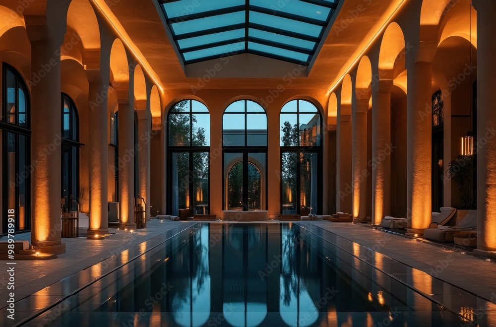 Indoor Pool with Columns and Glass Roof Indoor Pool with Columns and Glass Roof