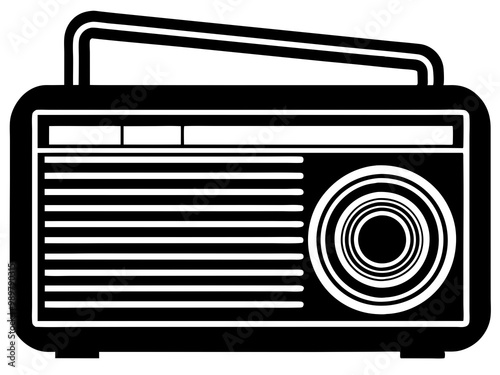 Black and white radio element silhouette  icon illutration