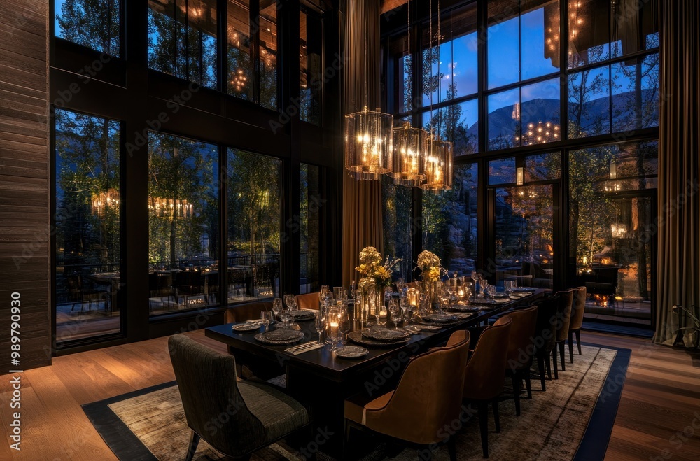 Luxury Dining Room with Mountain Views