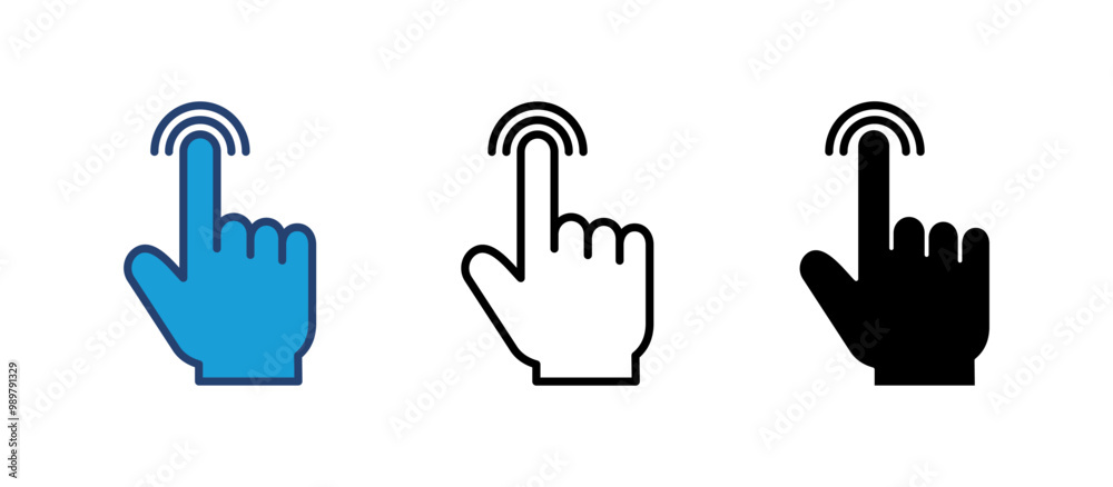 Hand click icon vector. pointer icon vector. hand cursor icon vector Hand click icon vector. pointer icon vector. hand cursor icon vector