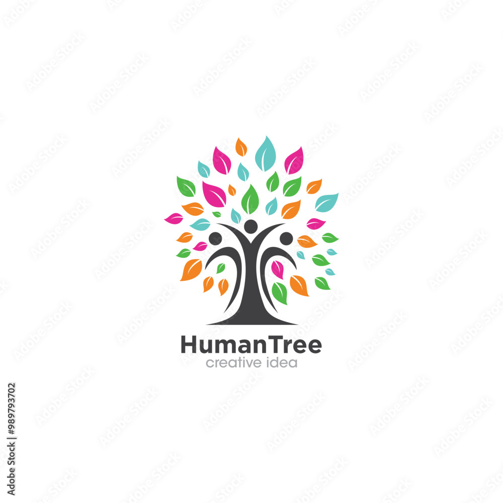 Obraz premium Creative Human Tree Logo Design Template