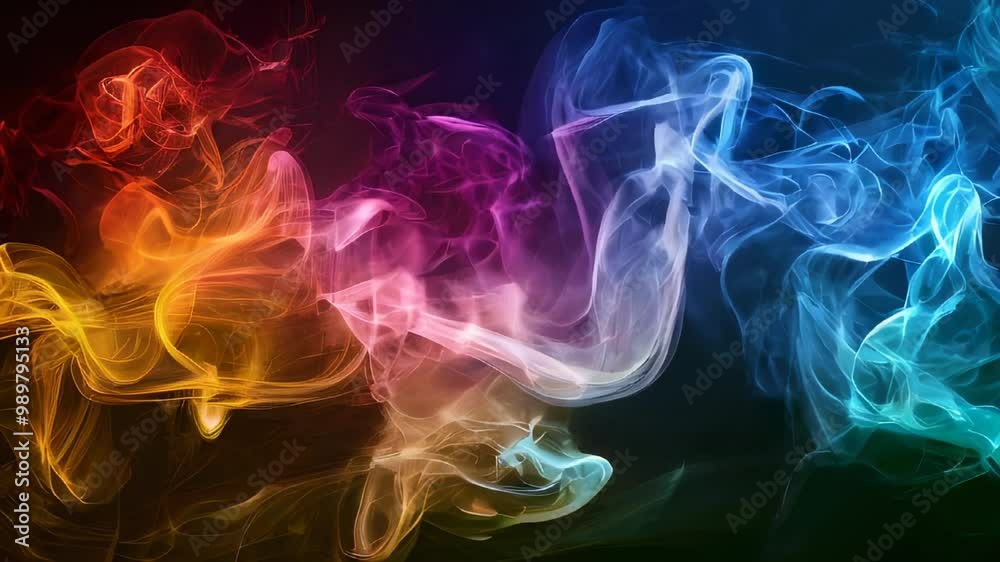 Swirling colorful smoke patterns against a dark background, creating a dynamic and abstract visual effect. Swirling colorful smoke patterns against a dark background, creating a dynamic and abstract visual effect.