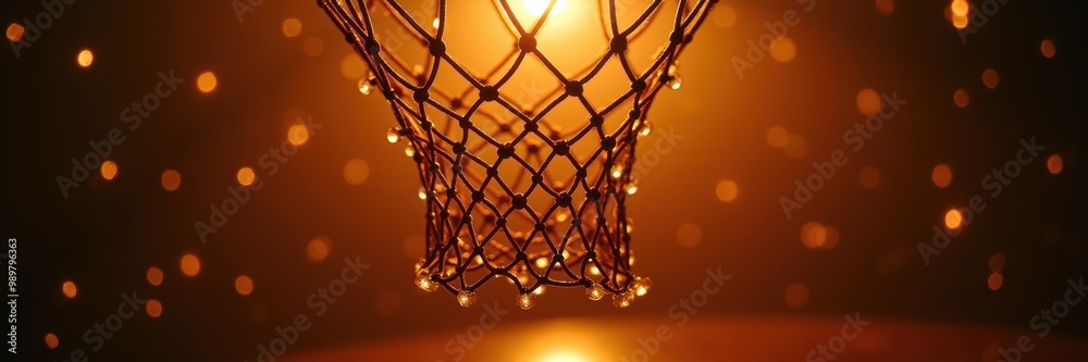 A beautifully lit basketball hoop against a dazzling background, perfect for sports branding, promotional materials, and athletic events. A beautifully lit basketball hoop against a dazzling background, perfect for sports branding, promotional materials, and athletic events.