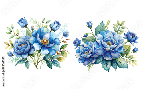 Vintage Watercolor Blue Flowers. perfects for wallpaper, pattern fills, web page backgrounds,surface textures