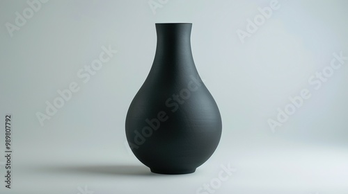 Sleek Black Matte Ceramic Vase: Front Perspective View