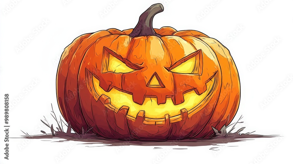 Halloween pumpkin with a mischievous smile on a white isolated background. Halloween pumpkin with a mischievous smile on a white isolated background.