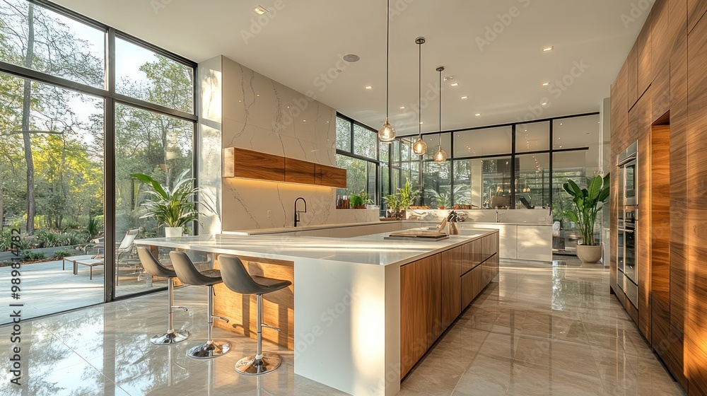 Modern Kitchen with Large Windows and Natural Light