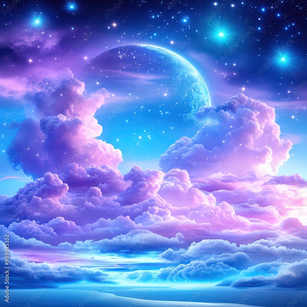 Celestial Holographic Sky with Twinkling Stars Celestial Holographic Sky with Twinkling Stars