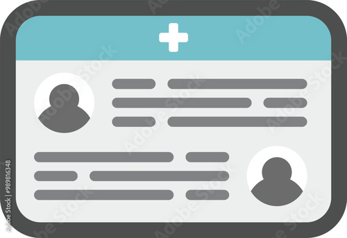 This vector icon of a medical insurance card represents health coverage and access to healthcare services