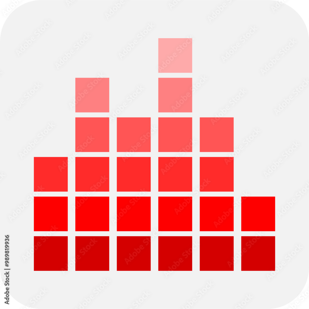 Red audio equalizer icon. Audio equalizer button. Red audio equalizer icon. Audio equalizer button.