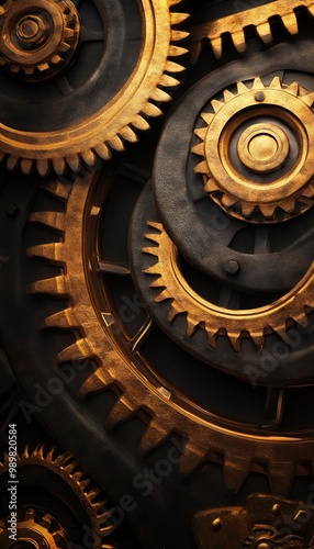 Steampunk Brass and Gears Alternative History Worms Eye View