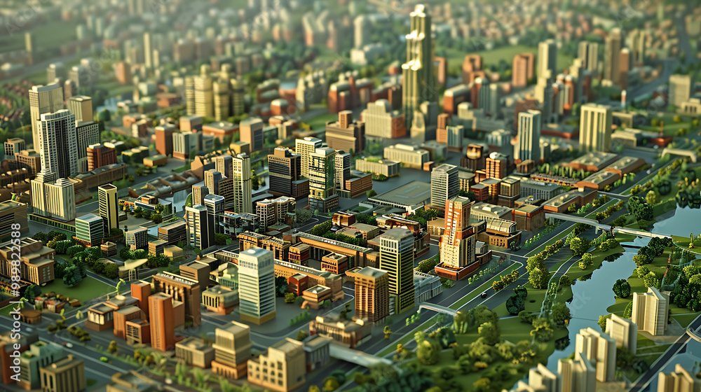 Fototapeta premium 3d city